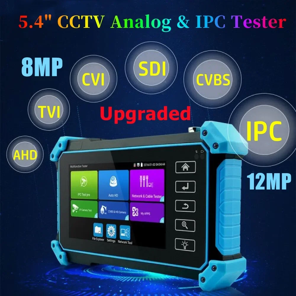 IPC & Analog Camera Tester 4K IP Camera 8MP AHD TVI CVI Test IPC-5200C Plus PTZ VGA HDMI Input Cable Tracer PoE CCTV Tester