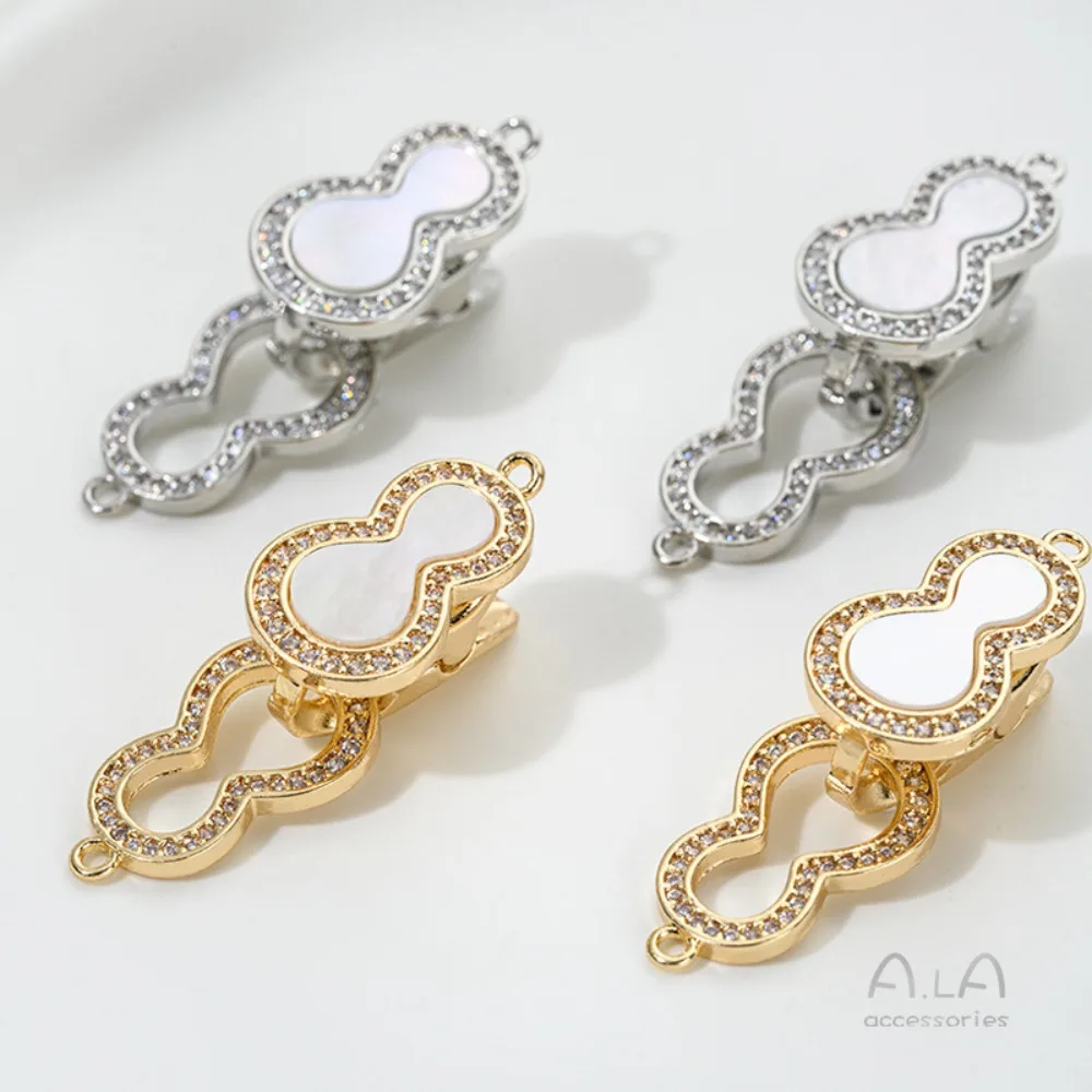 

Copper Clasps 14K Gold Color Fritillary Zircon Pearl Necklace Gourd Buckle DIY Sweater Chain Connection End Buckle Accessories