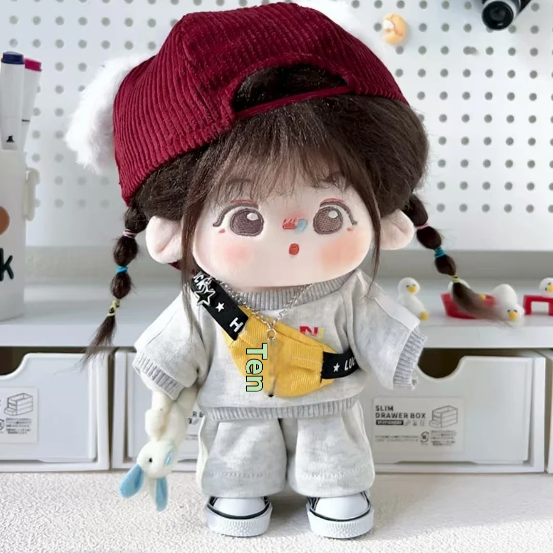 

Only Clothes 20cm Cotton Doll Couple Casual Hoodie Cute Jumpsuit Set Striped Backpack Crossbody Bag Canvas Shoe Accessories ﻿