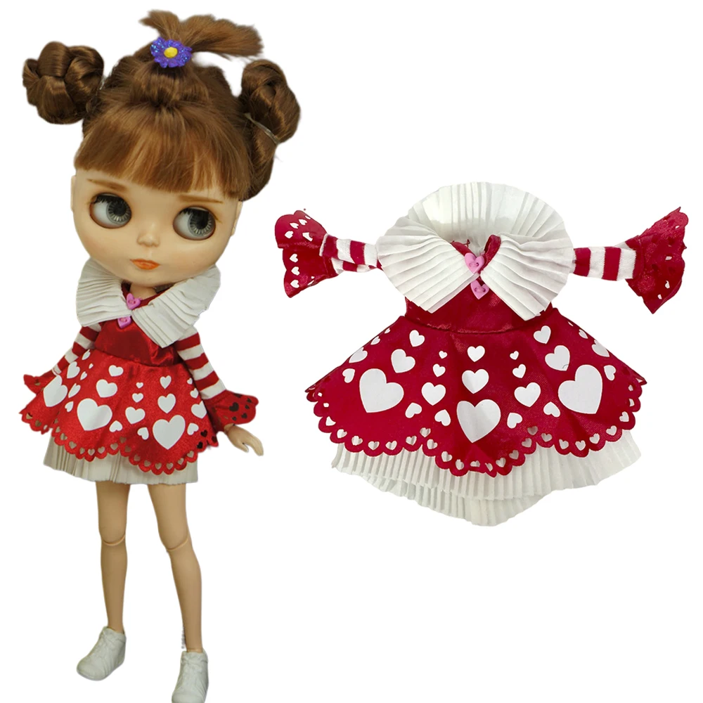 

NK Fashion Doll Dress for Blythe Dolls Clothes Red Short Skirt fits For Blyth Azone OB24 Doll Accessories