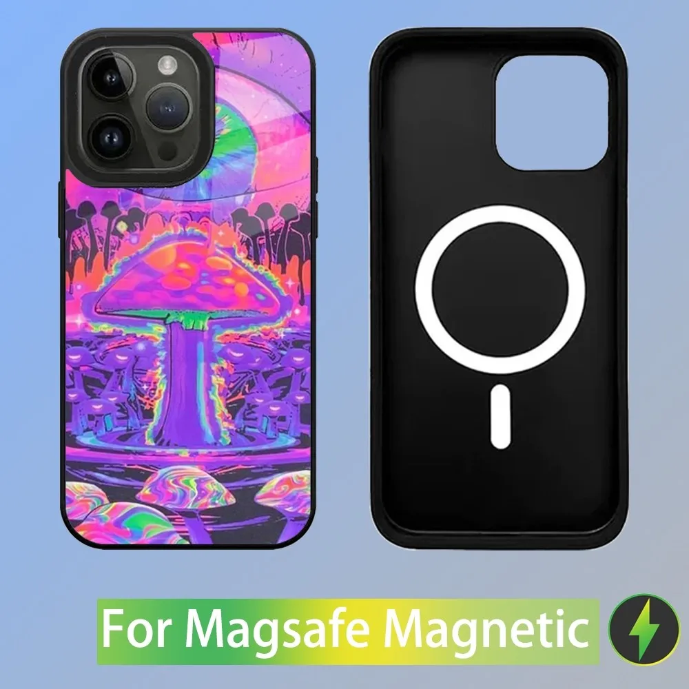 Trippy Mushrooms Eye Phone Case For iPhone 16,15,14,13,12,11,Plus,Pro,Max Mini Magsafe Magnetic Wireless Charging