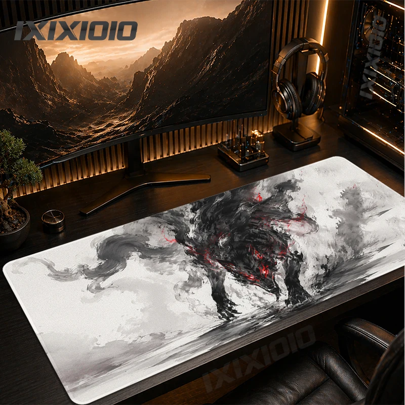 Mouse Pad Gaming Ink Painting of Wolves XL Mousepad XXL Playmat Soft Non-Slip Carpet Gaming laptop Mouse Mats Desktop Mouse Pad