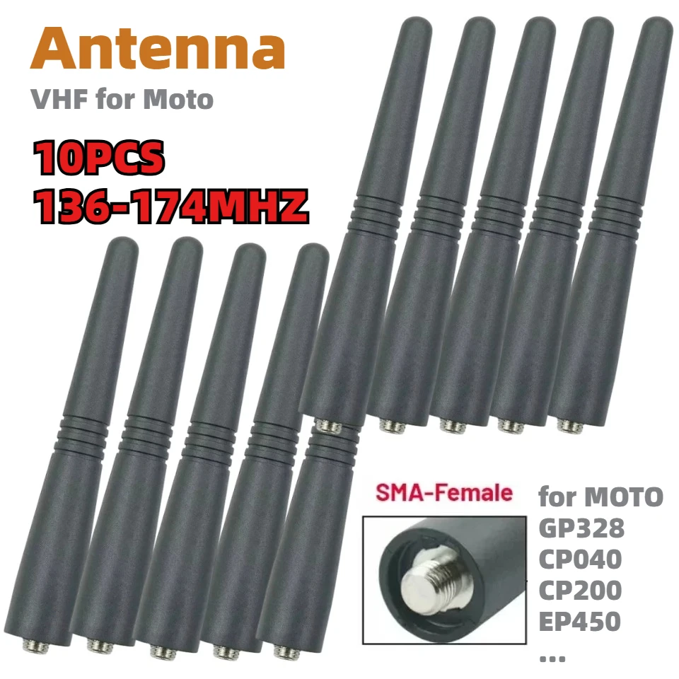 

10PCS 9CM VHF 137-174MHZ Short Antenna for Motorola GP328 CP040 CP200 EP450 GP68 GP300 GP340 HT1250 PR860 PRO2150 Walkie Talkie