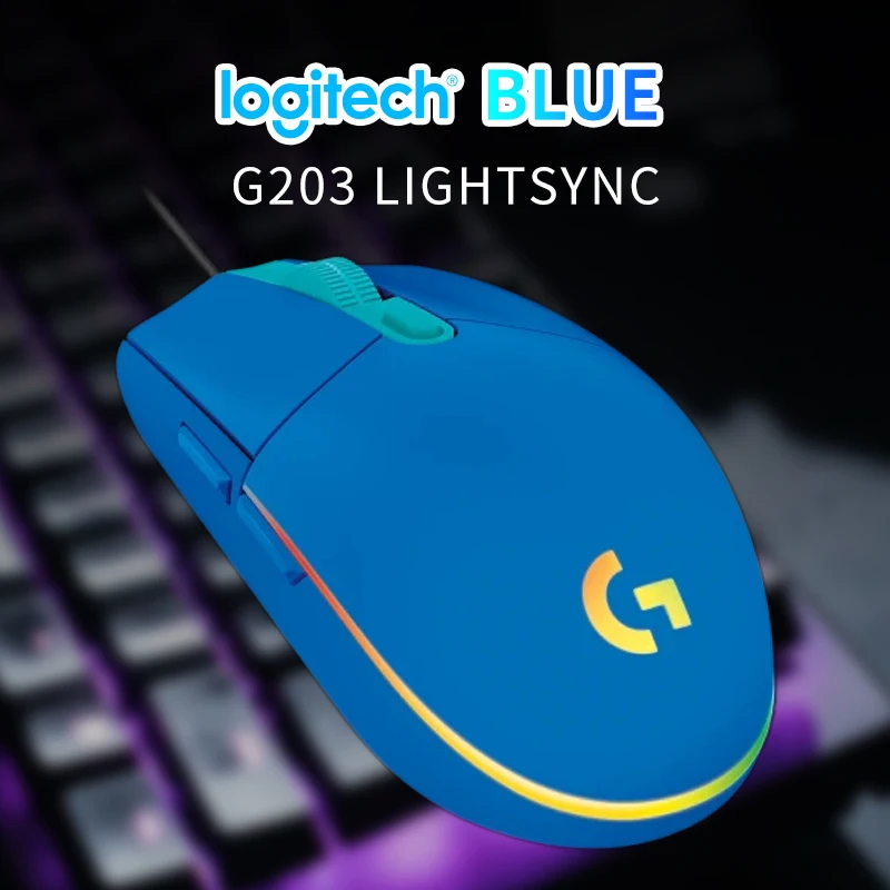 Logitech G203 wired mechanical gaming mouse  Luminous Backlit USB Wired Gaming Mouse for Desktop PC Laptop Office Computer Gamin