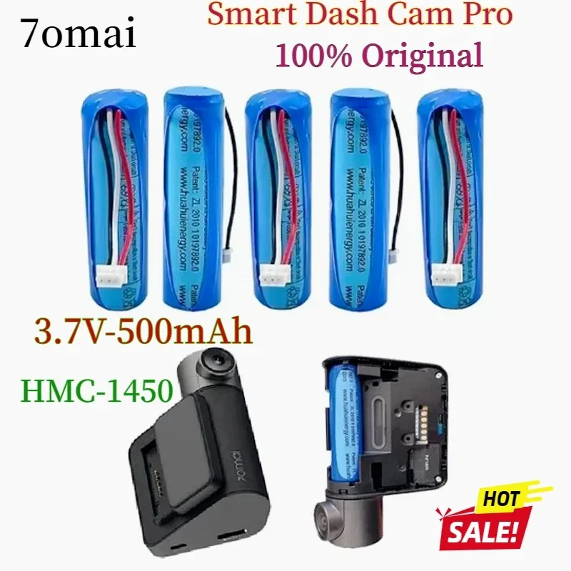 

Original 3.7V 500mAh Li-ion Battery for 70mai Smart Dash Cam Pro A550 A550S A800 Midrive D02 HMC1450 Replacement Battery 3-wire