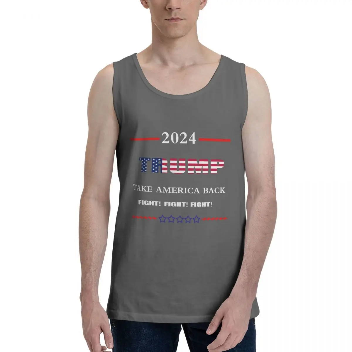 

Sleeveless T-Shirt Donald Trump 2024 Men Women, Crew Neck Tank Top President Trump Take USA Back Election Fighting614384566