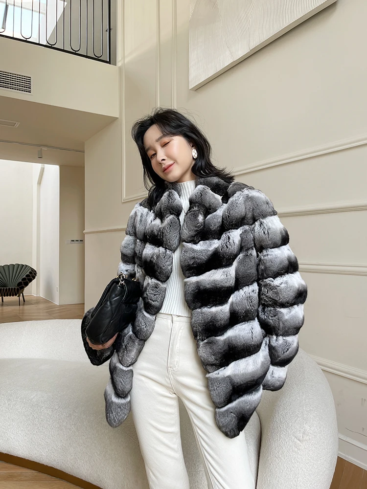 Fangtai 2023 New Winter Warm Luxury Natural Real Chinchilla Fur Coat Women Jacket Short Special Offer Free Shipping To Keep Warm