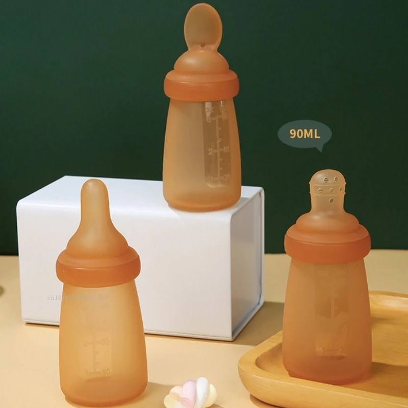 

Детская силиконовая ложка для рисовой пасты «три в одном», 90 мл, сжимающая ложка для кормления детских бутылочек, детская ложка для прикорма Бутылка