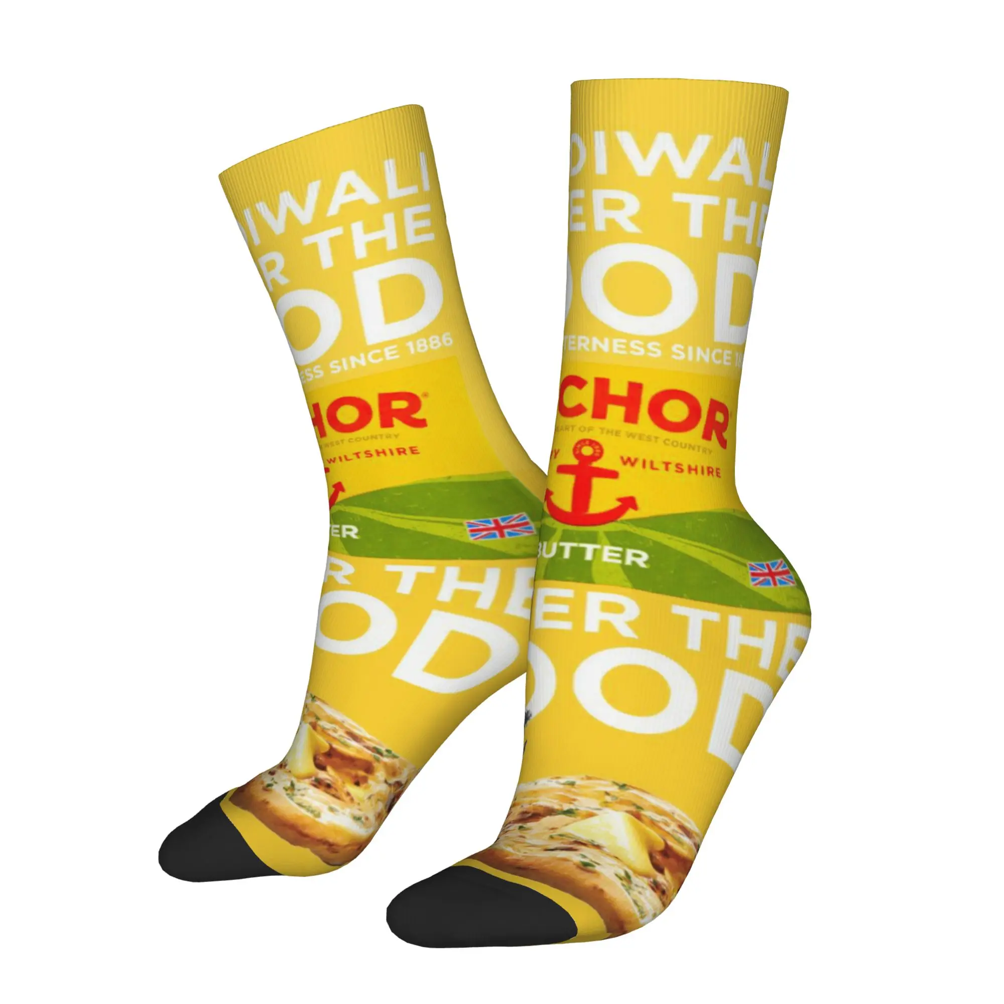 Funny Sock aAnchor aAnchor Butter Diwali Promotional Poster Harajuku Quality Pattern Printed Men Socks Novelty Men's Socks
