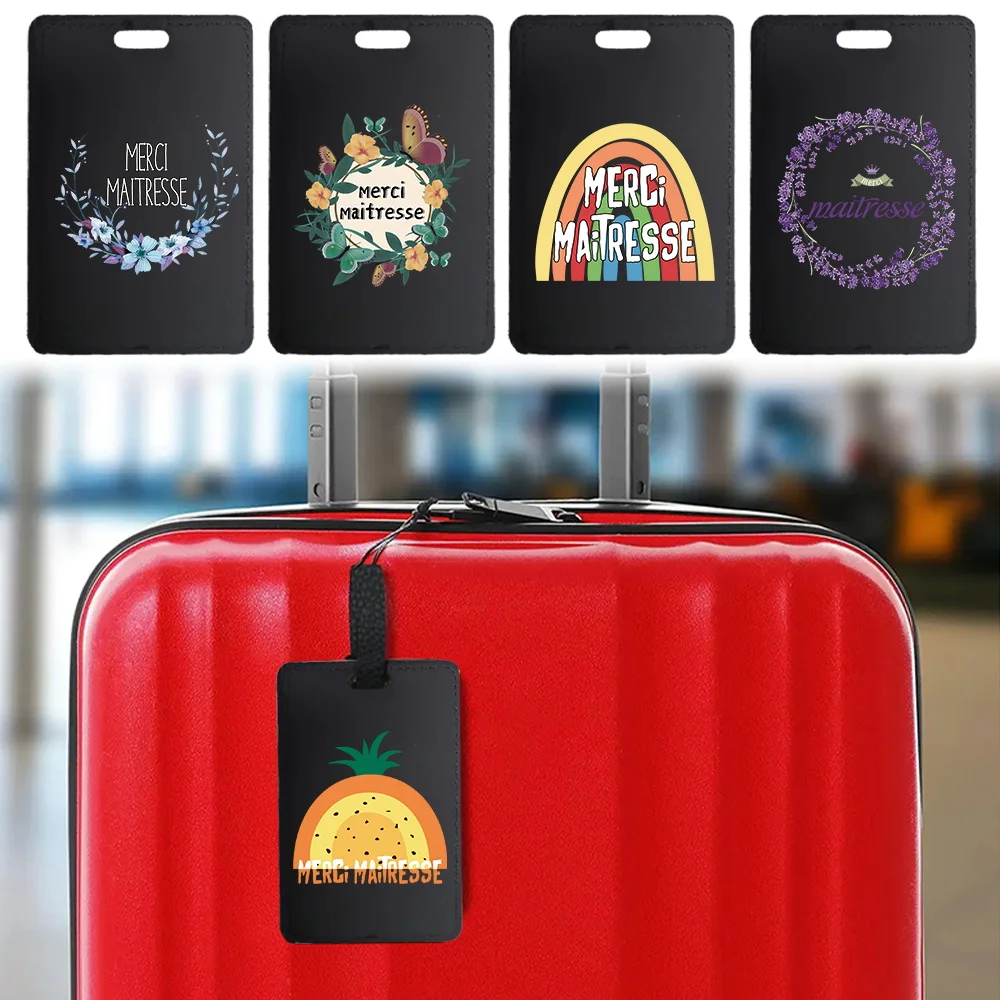 

Personalized Baggage Boarding Bag Fashion Pu Luggage Tag Pass Potable Travel Accessories Holder Name Address Maitresse Pattern