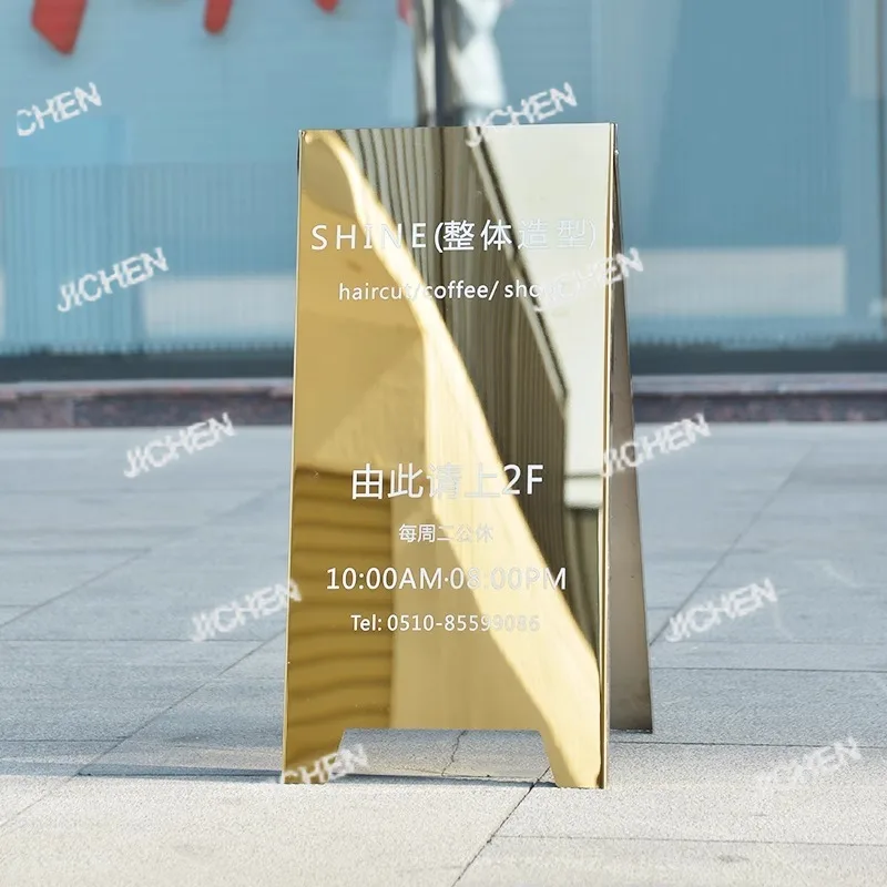 70X35cm مرآة الفولاذ المقاوم للصدأ للطي على الوجهين الطابق الدائمة عرض مجلس الإعلان التخصيص #2