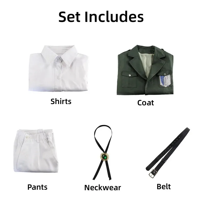 Anime AOT Cosplay Levi Costume Shingek No Kyojin Scouting Legion Soldier Coat Trench Jacket Uniform Halloween Outfit