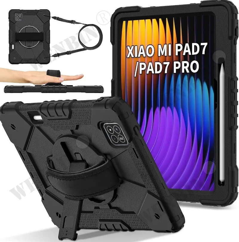 Case For Xiaomi Pad 7 / 7 Pro / 8 / 8 Pro Heavy Duty Rotating Shockproof Stand Hand Shoulder Strap