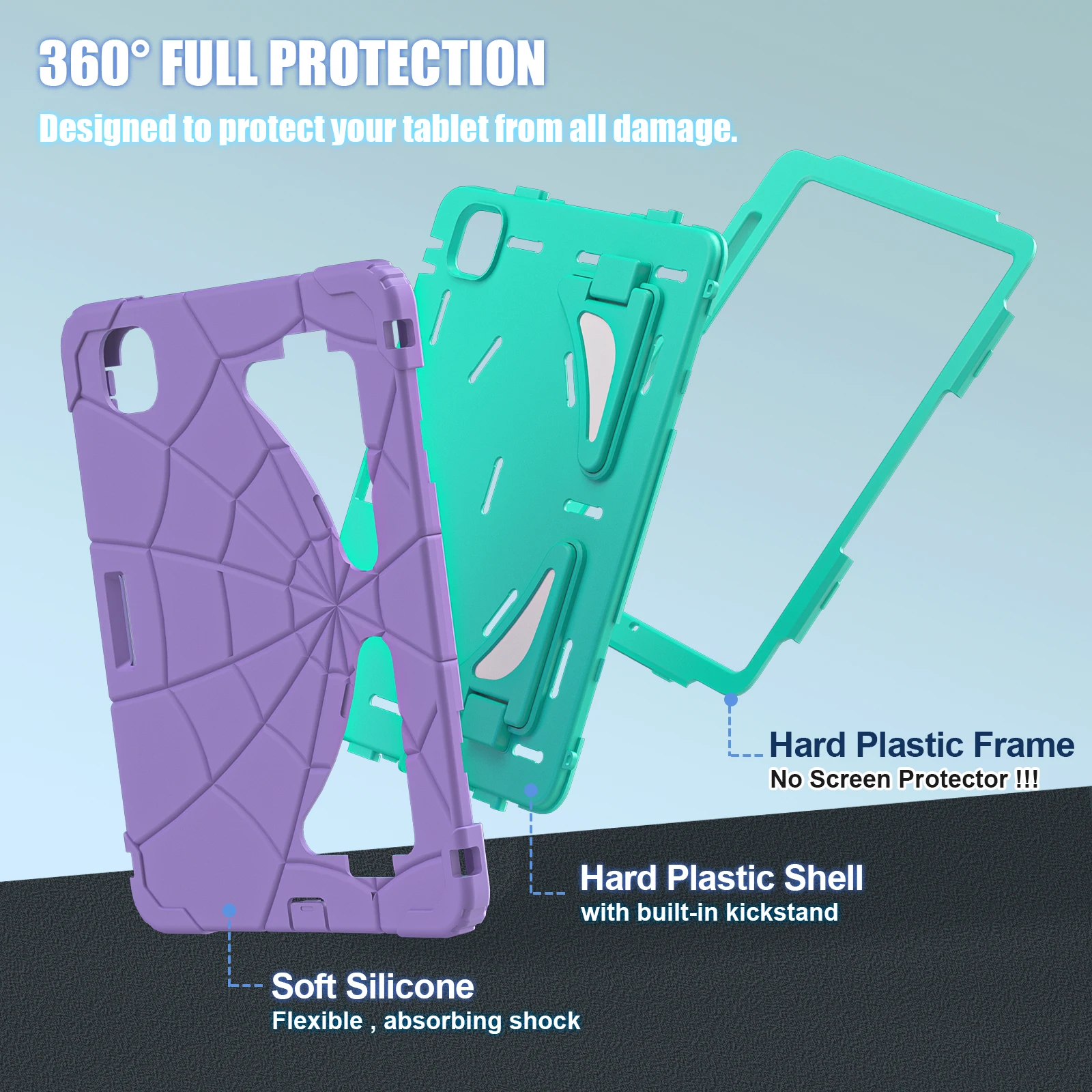 

Stand Case For iPad Pro 11 Air 4 5 6 7 8 9th 10th 11th Generation 10.2 10.9 inch Web Texture Kickstand Tablet Cover for Children