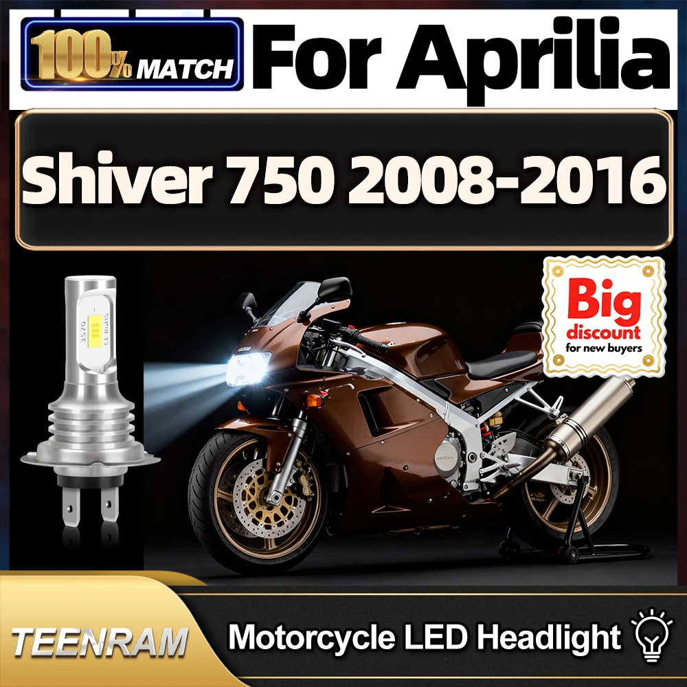 

TEENRAM For Aprilia Shiver 750 2008 2009 2010 2011 2012 2013 2014 2015 2016 Motorcycle LED Headlight Bulbs Hi/Lo Moto Headlamp