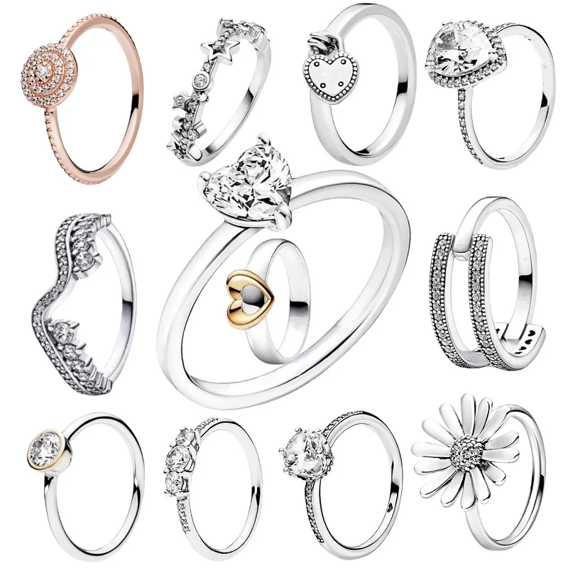 

Classic 100%925 sterling silver new Round Heart Chrysanthemum exquisite couple ring Classic charm ladies jewelry surprise gift