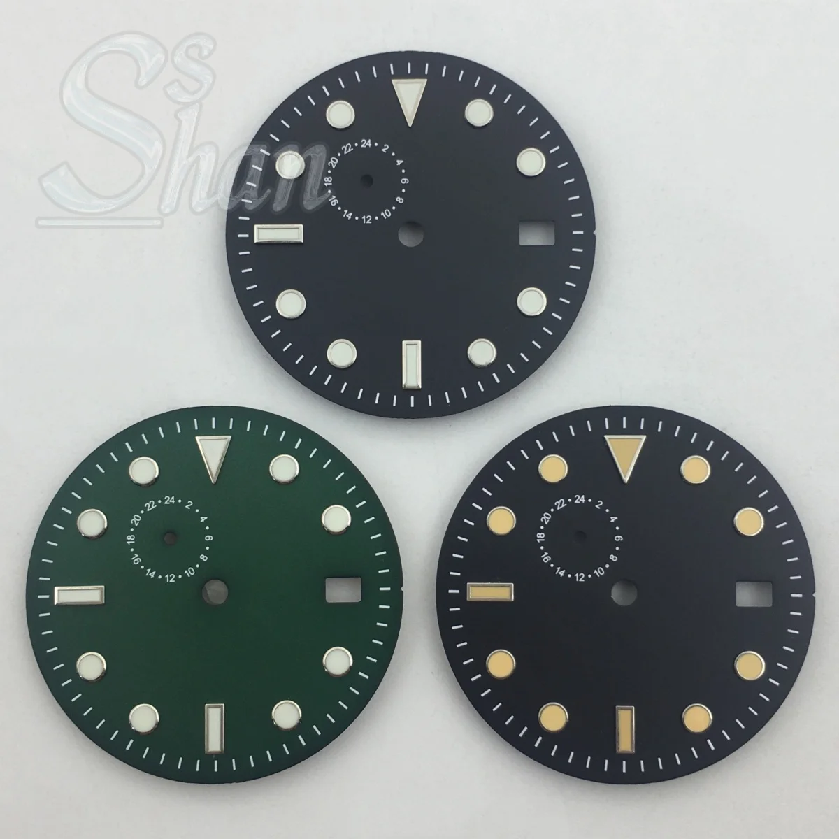 29 mm steriles Zifferblatt, schwarz, blau, grünes Zifferblatt, Silber, orange, Index, grün leuchtend, passend für NH37-Uhrwerk, modifizierte Uhrenteile