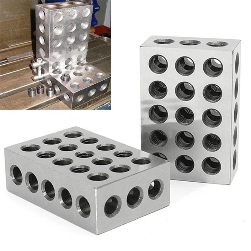 A06R 1-2-3 Inch 23-Hole Parallel Pad Milling Machine Parallel Pad Vise Flat Contour Block Woodworking Milling Tool Easy Install