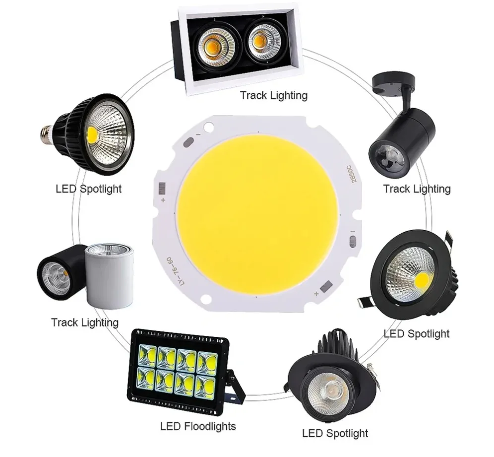 DC30V150V LED COB Chip High Power 7660 Źródło światła do żarówek dolnych 50W Zimna biel 5000 lm do żarówek LED Flood DIY