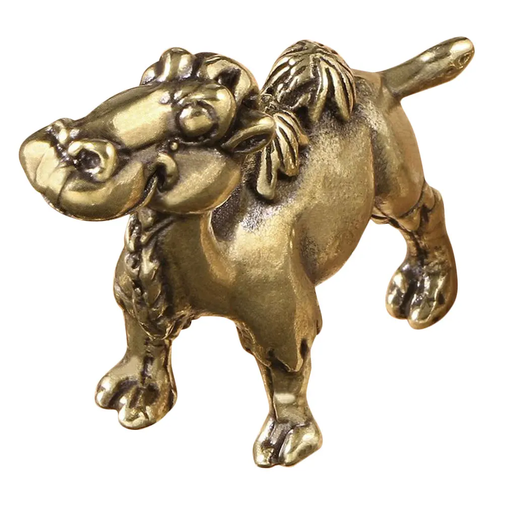 

Mini Brass Camel Statue Retro Animal Sculpture Decor for Desktop Cabinet Bedroom Office Mini Camel Figurine Desk Decor