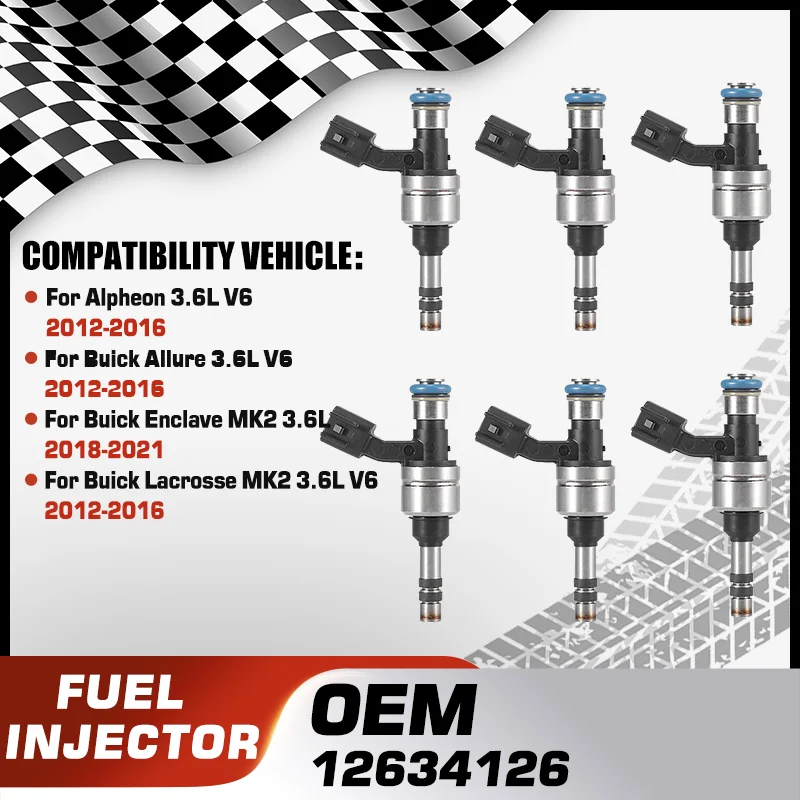 

For Alpheon 3.6L V6 Buick Allure 3.6L V6 2012-2016 Buick Enclave 2018-2021 Buick Lacrosse MK2 2012-2016 Fuel Injectors Nozzle