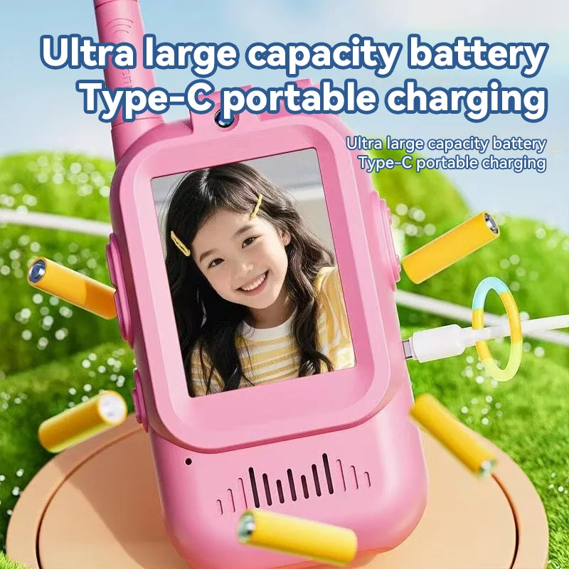 Video Walkie Talkies for Kids 2 Pack Rechargeable Intercom Walkie-talkie Cute 2 Inch Screen One-Click Call Child Video Intercom