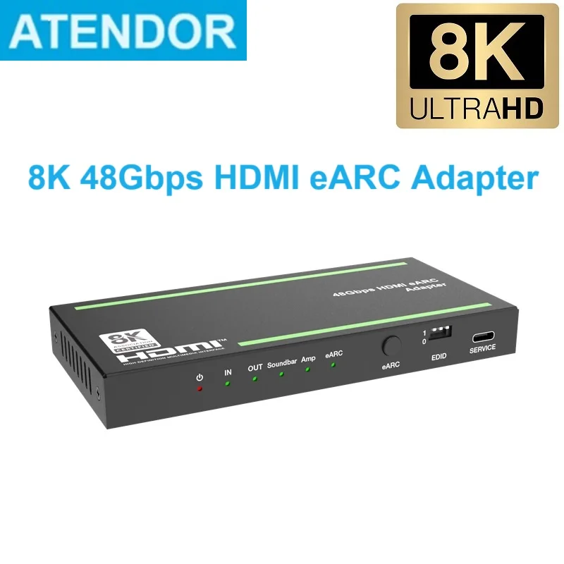 

HDMI-compatible 2.1 eARC Converter 8K 48Gbps Audio Adapter 4K@120Hz 4:4:4 Dolby Vision Atmos SPDIF L/R EDID Setting for Sonos