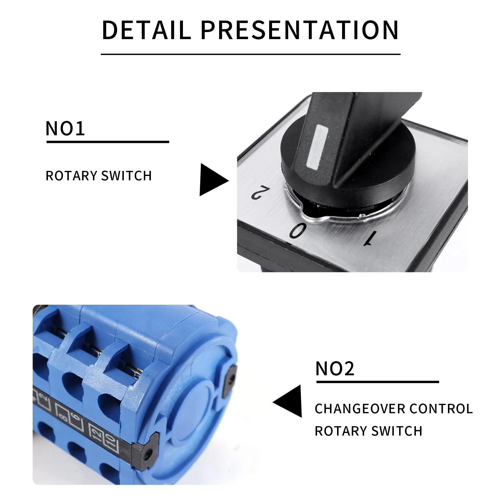 3 Positions On-Off-On Changeover Control Rotary Cam Switch 20A