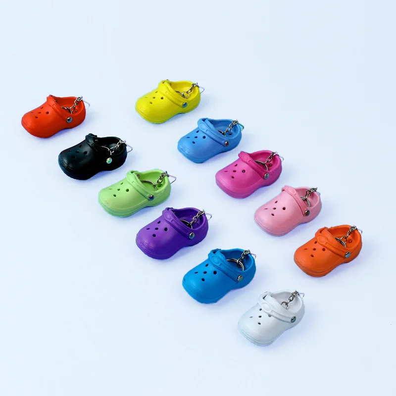 Cute 3D Mini EVA Beach Hole Little Croc Shoe Keychain Girl Gift Bag Accessories Decoration Keyring Floating Key Chain Charm