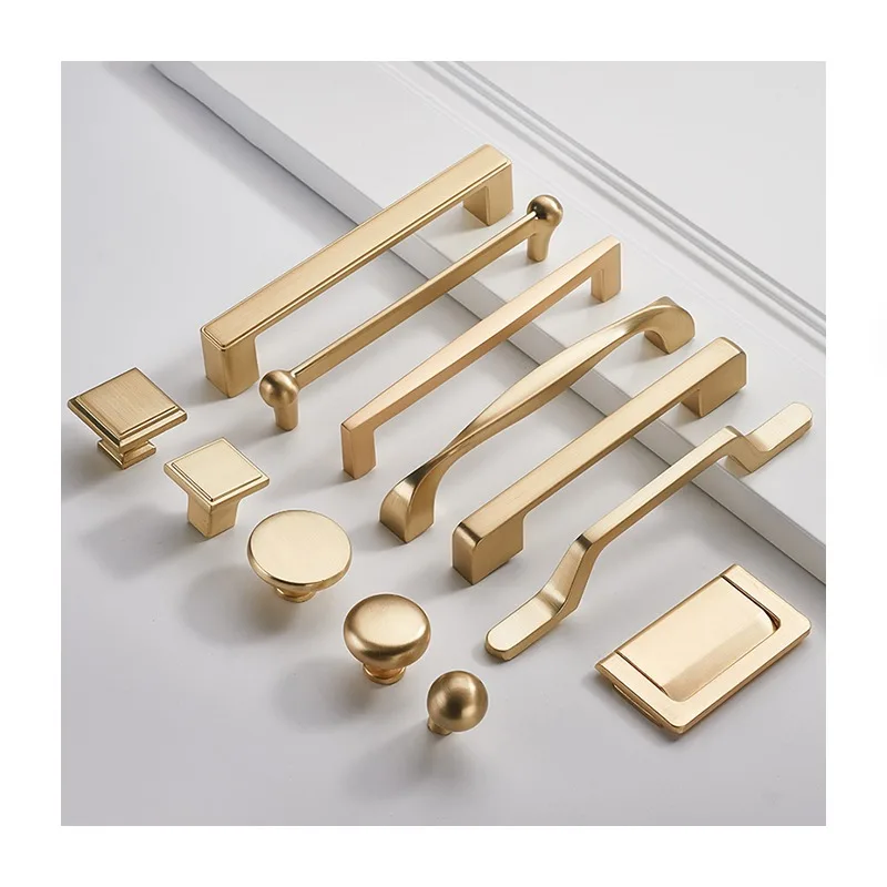 128Mm Premium Die Cast Brushed Polished Brass Modern Design Luxury Kitchen Cabinet Door Handles