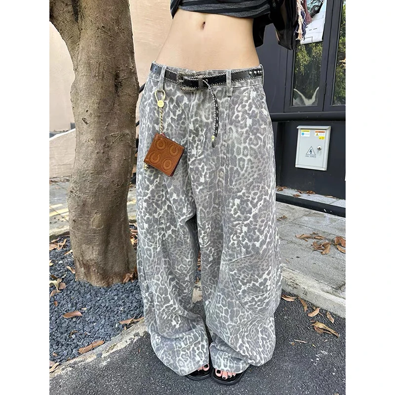 

YIBASHU, мешковатые джинсы с высокой талией в американском стиле ретро, женские повседневные брюки в стиле хип-хоп с карманами, осенние джинсовые брюки Y2K Oversiz Panther