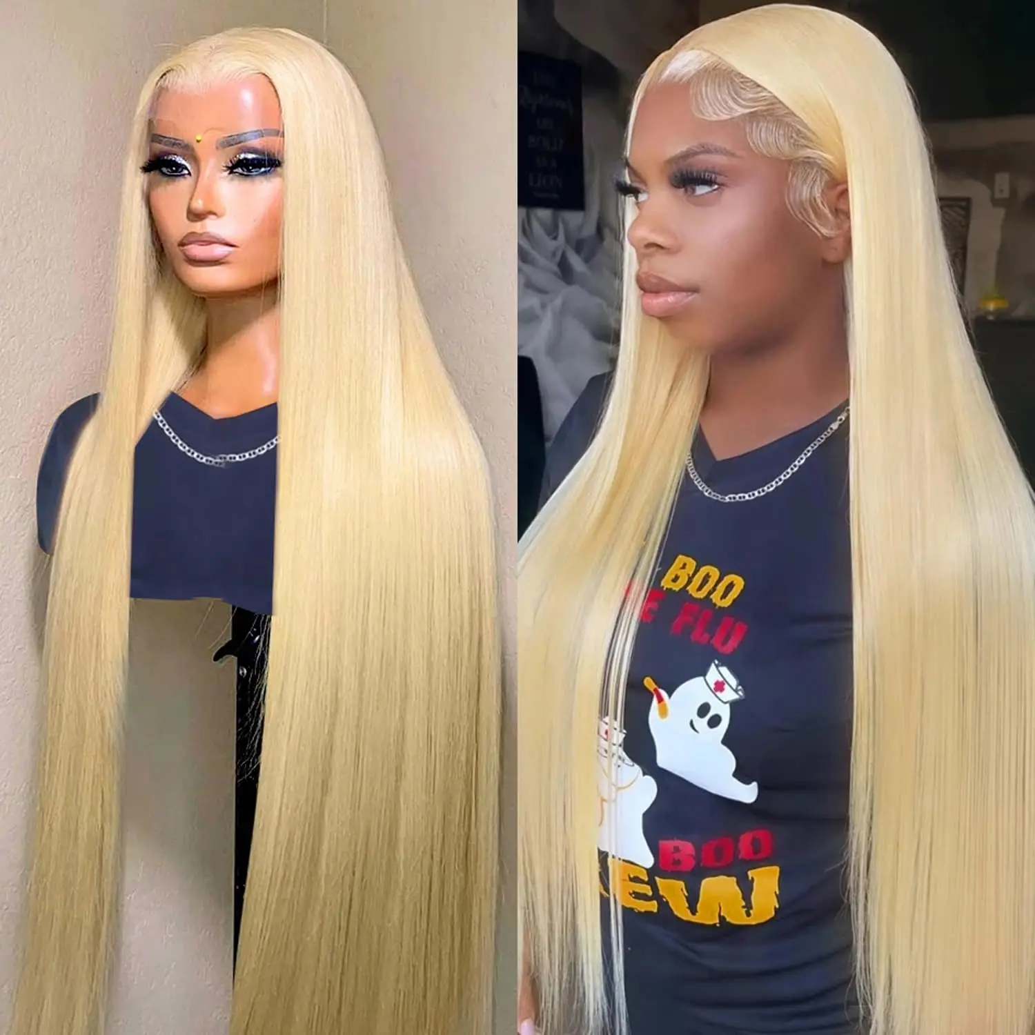 Honey Blonde Straight 13x4 Hd Transparent Lace Frontal Wig Color 613 30 32 Inch Lace Front Human Hair Wigs For Women