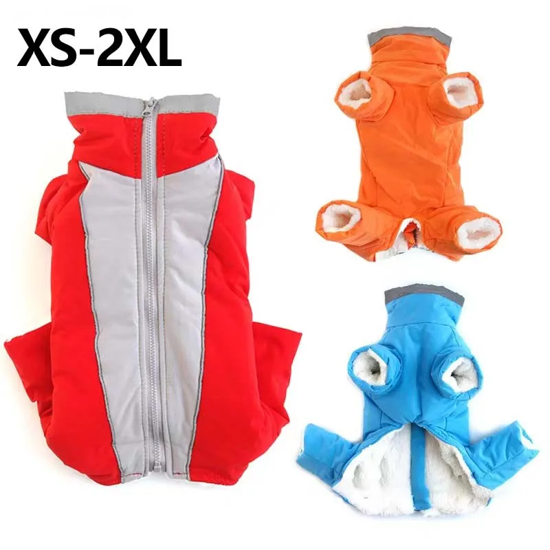 

Winter Warm Fleece Puppy Jumpsuit Chihuahua Waterproof Reflective Pet Jacket Grey Dog Clothing VIP Style for Small Breeds