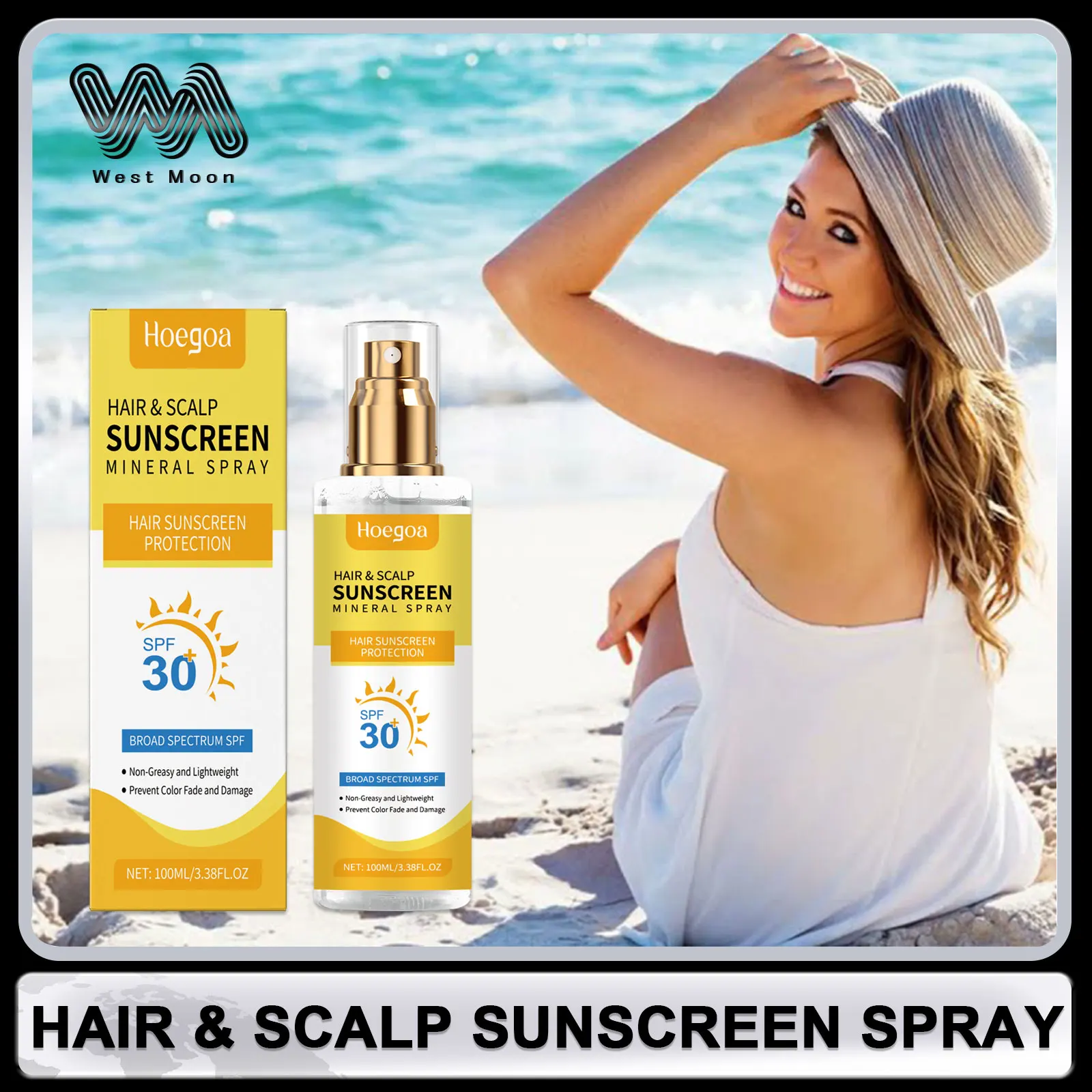 Hair Scalp Sunscreen Spray Spf30+ Long Lasting Protect Hair Prevent Color Fade Damage Reduce Hair Splitting Scalp Care Products