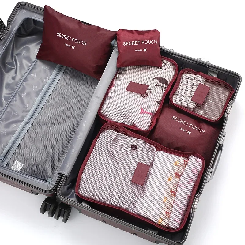 6/1pc sacos de armazenamento de roupas de viagem à prova dwaterproof água portátil organizador de bagagem bolsa embalagem cubo 9 cores estoque local