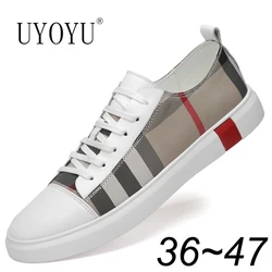 New Mens Women Genuine Leather 36~47 Designer Shoes Plaid 2023 Fashion Casual Sneakers Luxury Brand Shoes Men Loafers Shoes Male