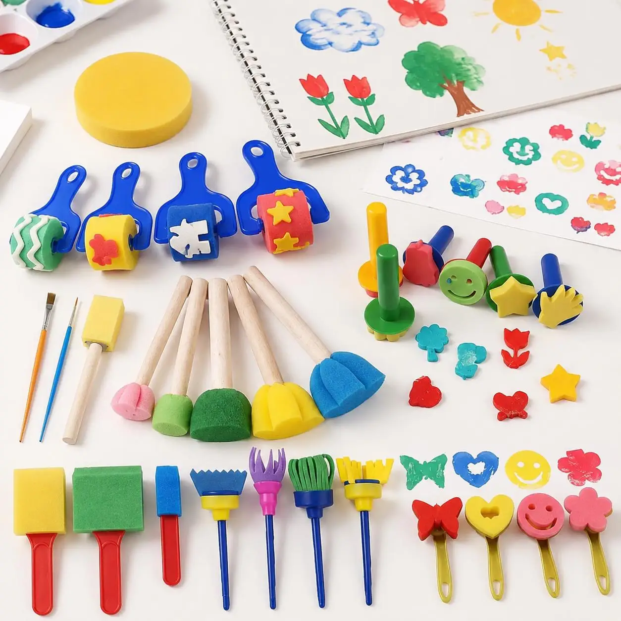 Multi-Shape Foam Stamping Sponges – 12/22/30/48PCS Set for Scrapbooking, Pottery Slip Decoration & Artistic Textures TMZ