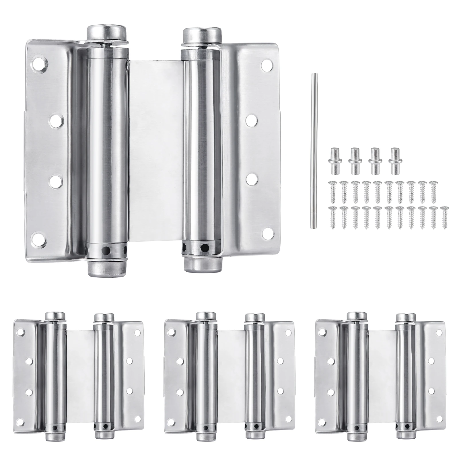 2pcs 4-inch stainless steel double spring hinges, suitable for door thicknesses ranging from 2.5cm to 4.3cm