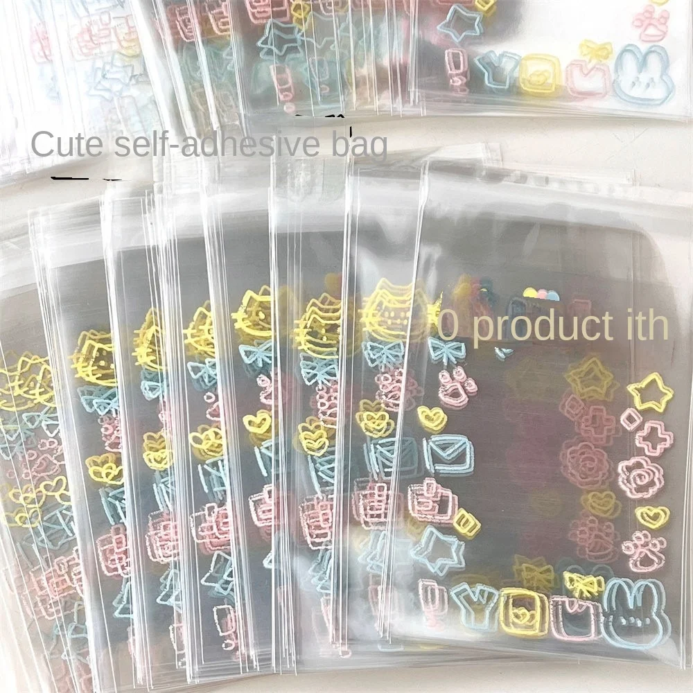 100PCS Photoelectric Card Cat Sealed Bag Kpop Desktop Decor Idol Photos Protective Cover Idol Cards Cartoon Collection Envelopes