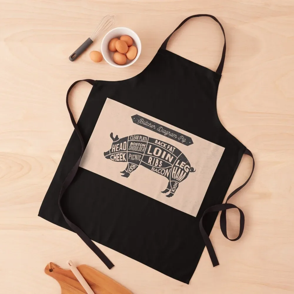 

Diagram Pig Apron kitchen and home Professional Barber Manicurists For Men Apron