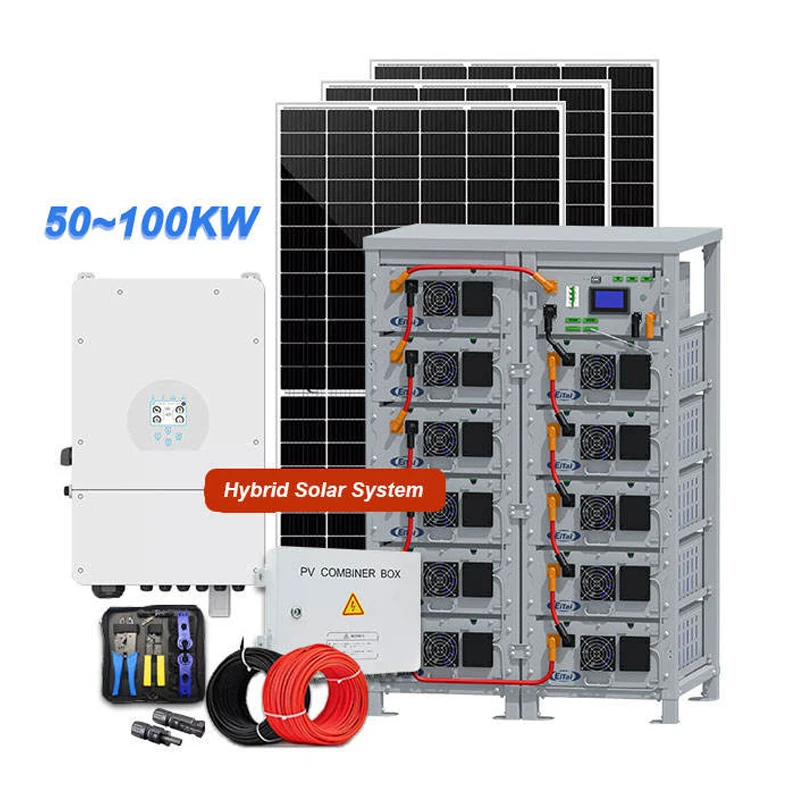 Commercial Solar Power Station 50KW 60KW 100KW 3 Phase Off Grid Hybrid Solution Industrial Lithium Storage Crystalline Cell Pack