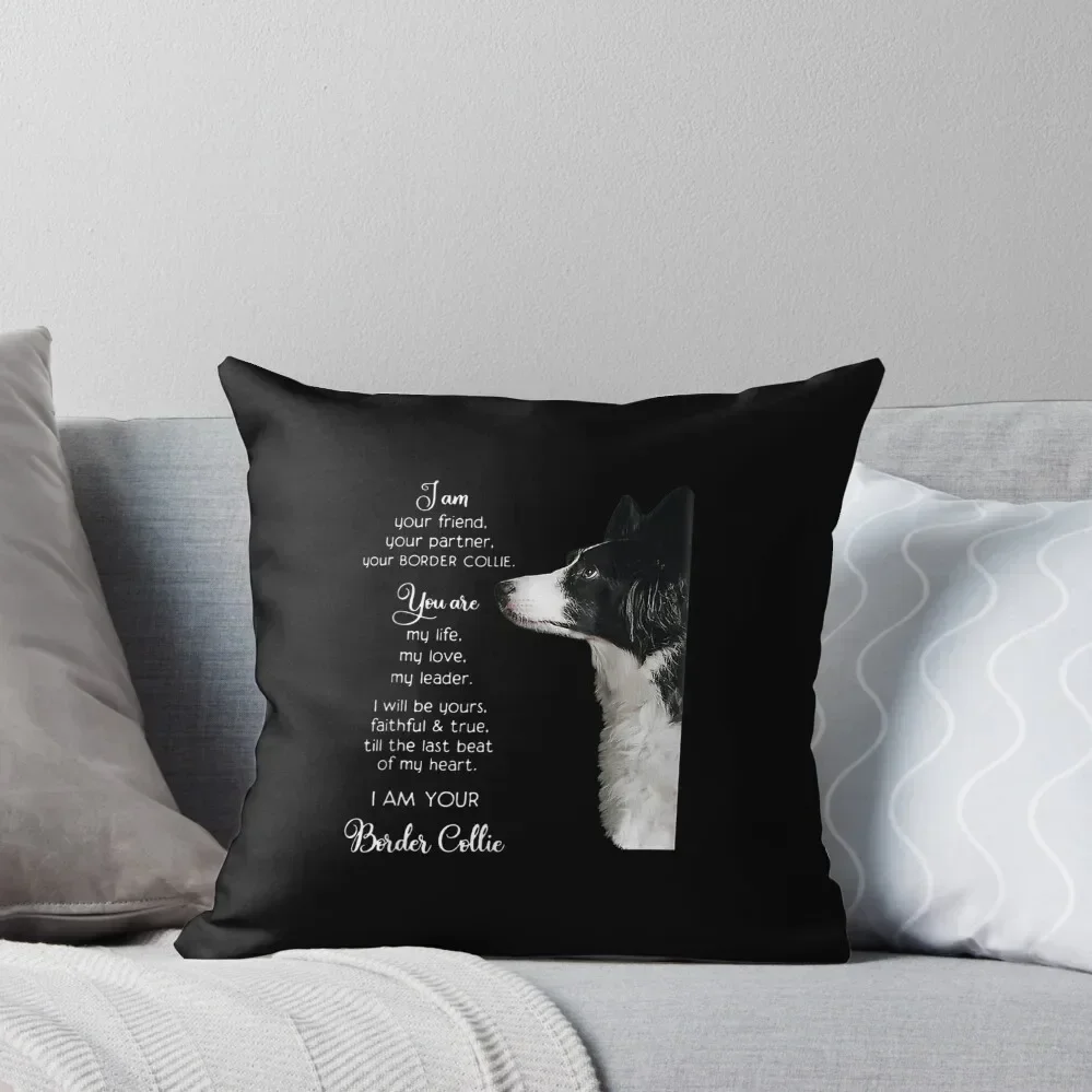 Funny I Am Your Friend Your Partner Your Border Collie Gift Throw Pillow Throw Pillow Covers Custom Cushion pillow