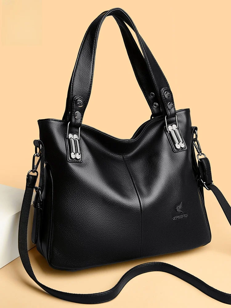 

Большая сумка-тоут из мягкой кожи на одно плечо, женская модная сумка через плечо для мам среднего возраста, городская маленькая...