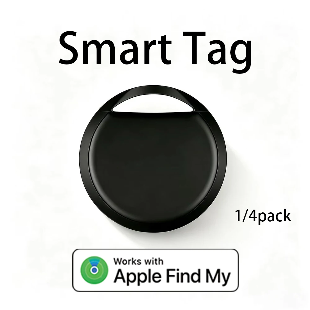 1/4er-Pack Smart Tag für Apple Find My – Bluetooth-Gegenstandstracker mit Verlängerter Benachrichtigung & Lautem Signalton für Schlüssel, Geldbörse, Gepäckfinder