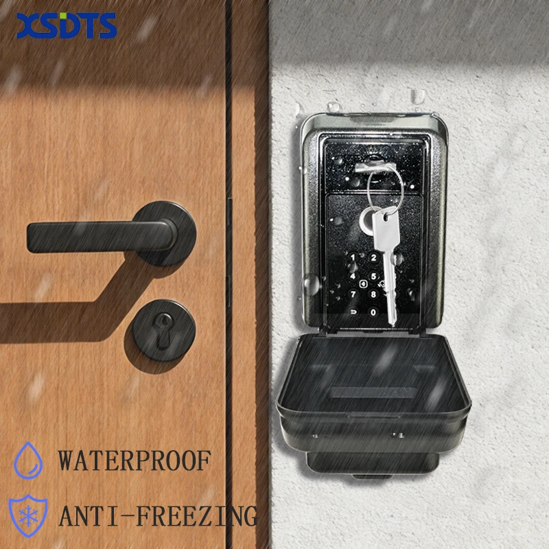 XSDTS Smart Fingerprint Key Safe Box, Waterproof Bluetooth Key Storage Lock Box, Tuya App Remote Unlock Security Key Padlock