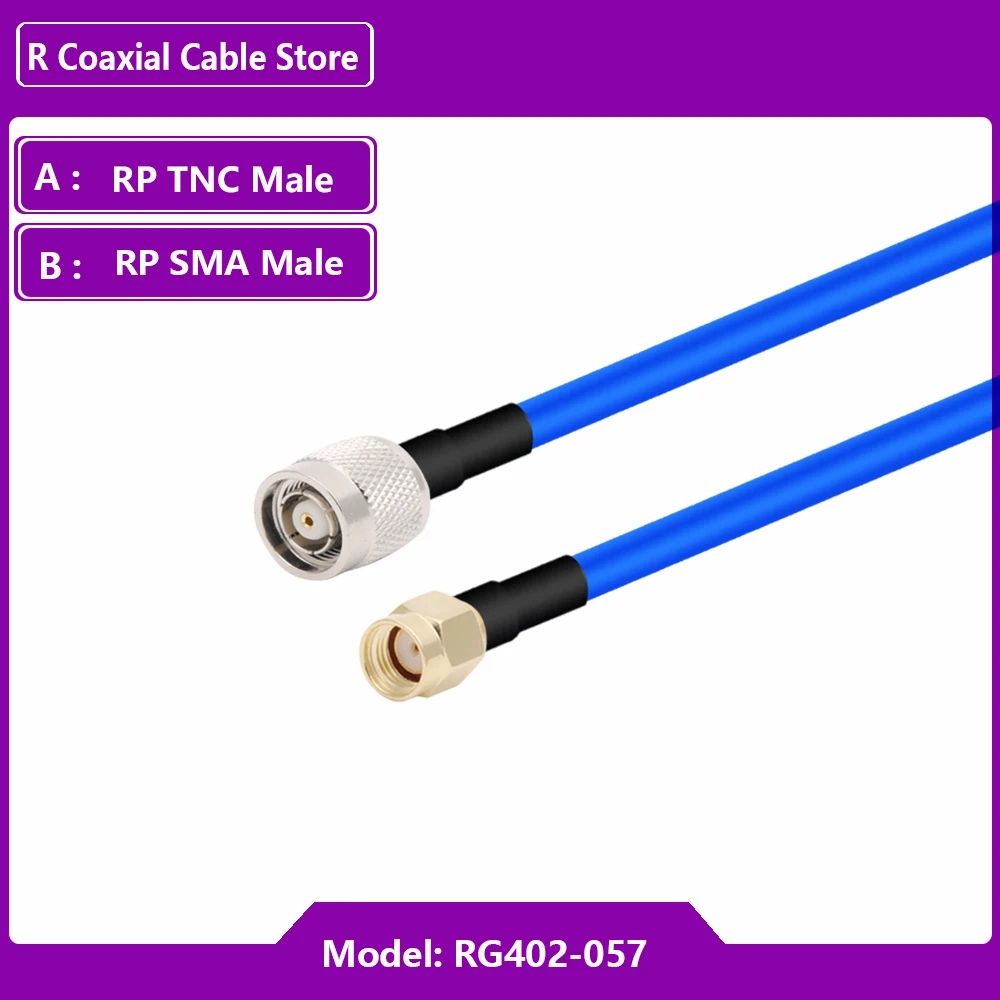 RF Coaxial Pigtail Extension Cord, RP, TNC macho Plug para SMA macho fêmea RF adaptador, RG402 cabo semi flexível, 50 Ohm