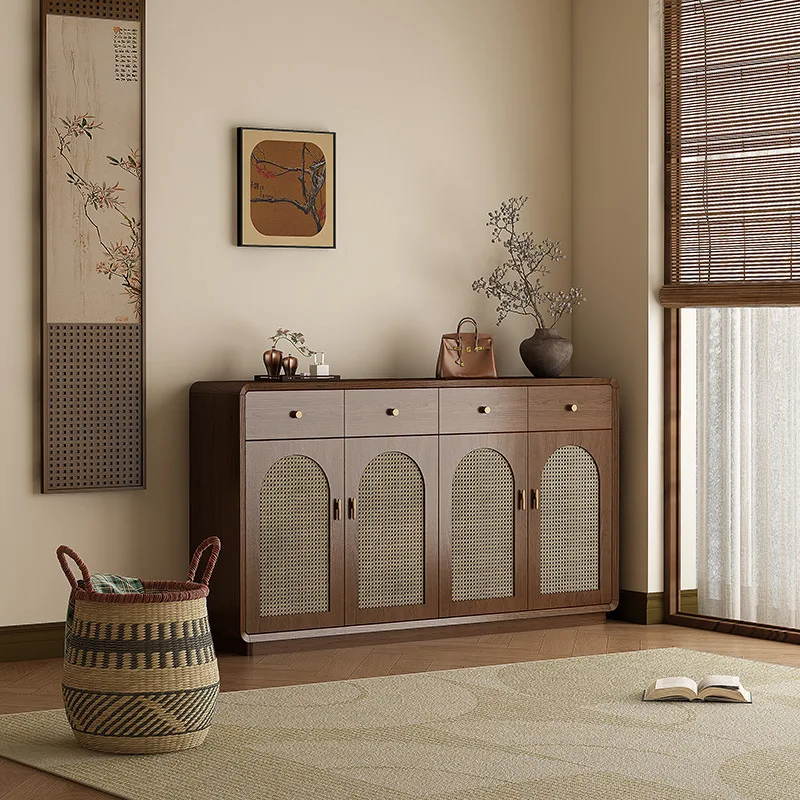 Light Luxury Shoe Cabinets Chinese Style Wall-mounted Walnut Hall Shoe Cabinets Entrance Organizador Zapatos Home Furniture