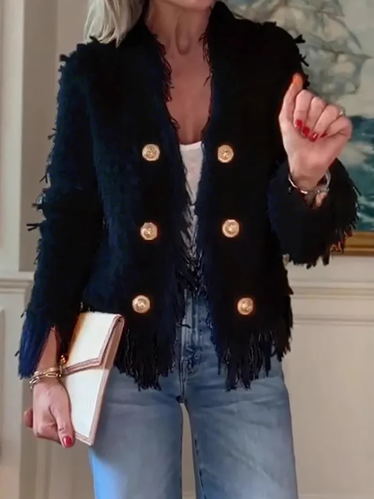 Nieuwe effen v-hals vest jas lente herfst lange mouw damesmode jas casual chique korte bovenkleding voor vakantie streetwear