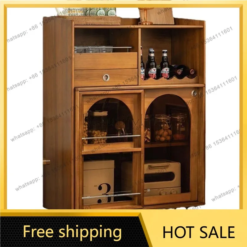 Zj. Stainless steel medieval furniture Japanese-style wall solid wood dining side cabinet small apartment