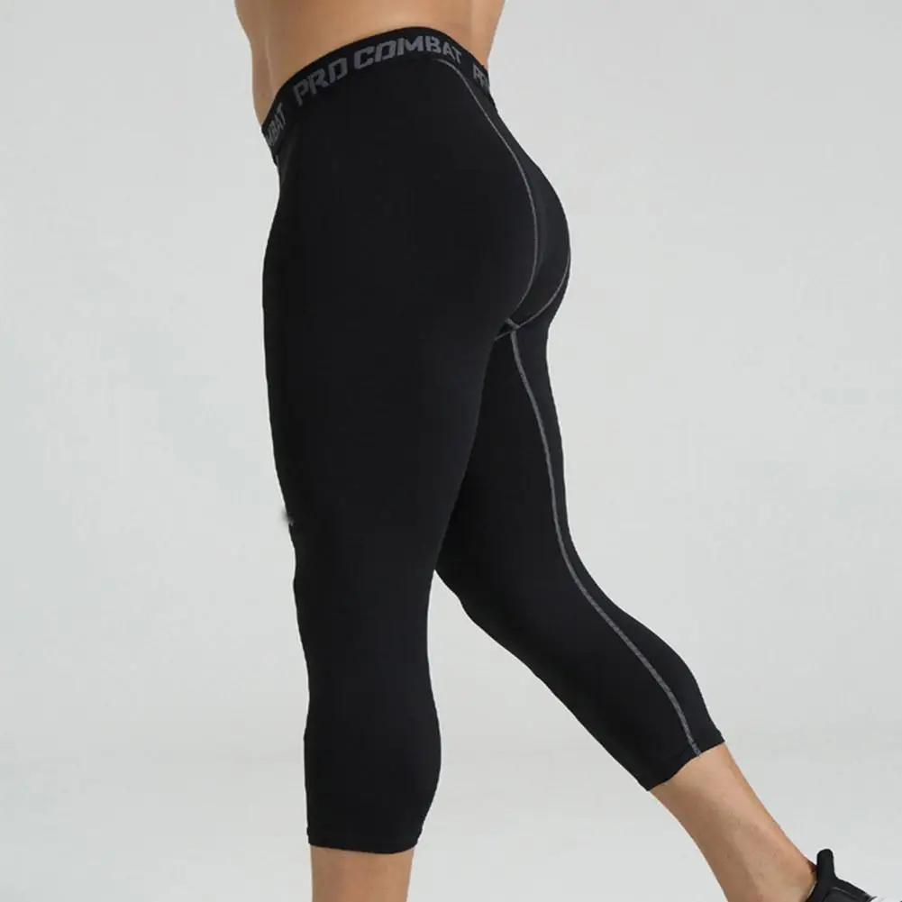 Heren Compressie Capris Sport Hardlopen Gym Yoga Basketbal Training Leggings Ademende Zweet-Absorberende Sneldrogende Trainingsbroek